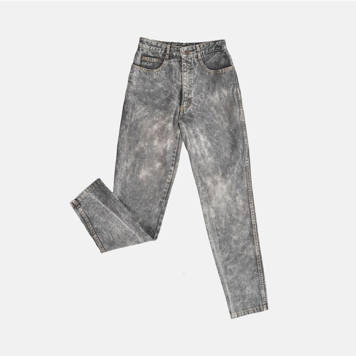 Vintage 80s Gray Acid Wash Slim Fit Tapered Leg Jeans Size Xs